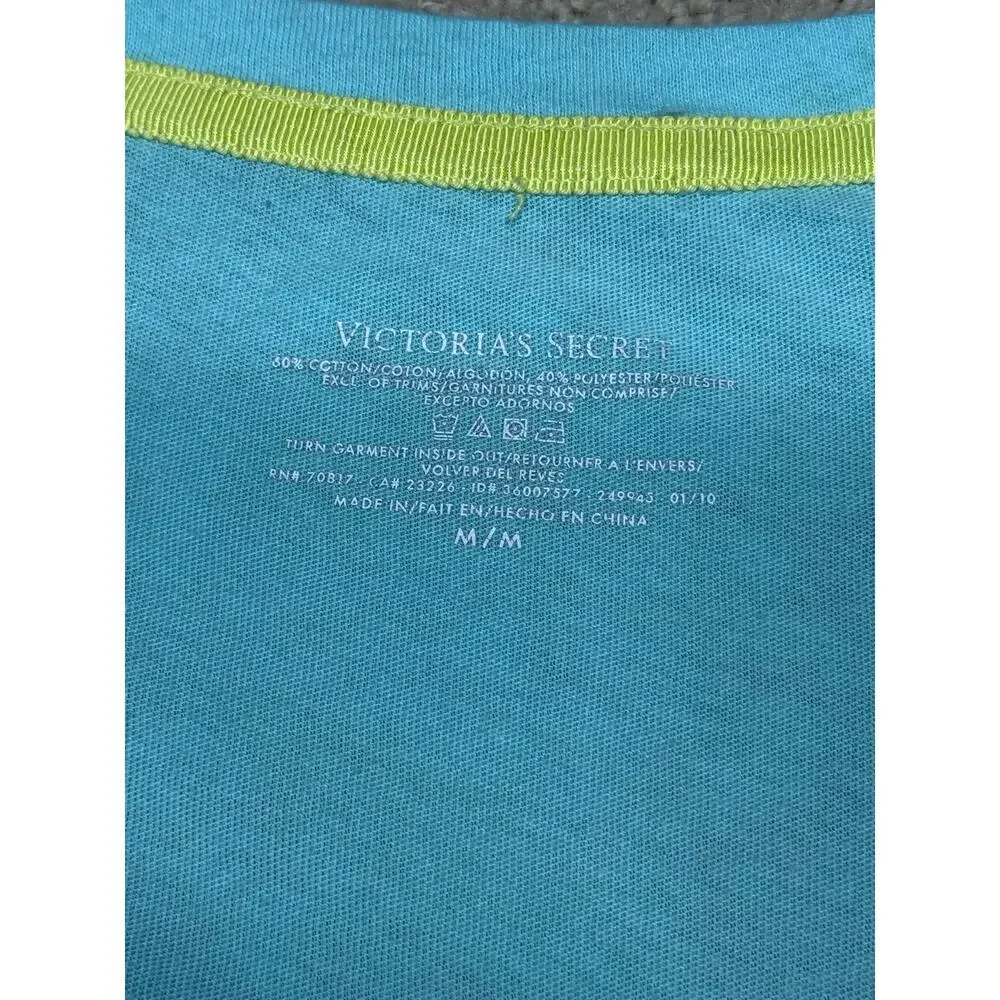 Victoria's Secret y2k Logo Neon Blue Green Yellow Sleep Shirt Nightgown Medium